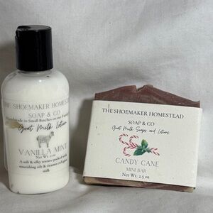 Vanilla Mint Goat Milk Lotion and Candy Cane Soap Set